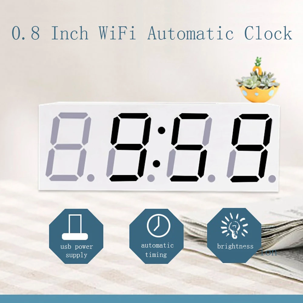 0,8-Дюймовый Ламповый Модуль Wi-Fi Clock Автоматические Часы DIY Цифровые Электронные часы с Регулируемой Яркостью 8 Уровней USB-Источник питания