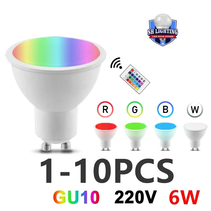 1-10 шт. светодиодный инфракрасный пульт дистанционного управления RGBW GU10 AC220V 6 Вт 24 ключа дистанционного управления с затемнением цветных ламп подходит для вечеринок в барах