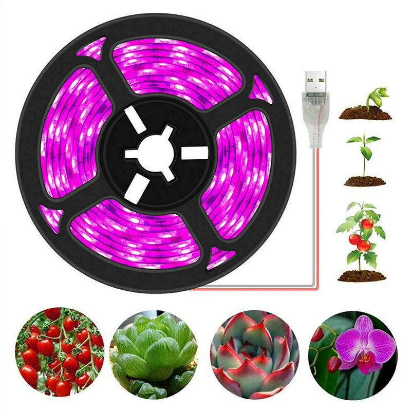 1 ~ 3-Метровый светильник для выращивания растений 5V USB LED с Полным спектром Растительного освещения, Лампы для выращивания Тепличных Гидропонных растений
