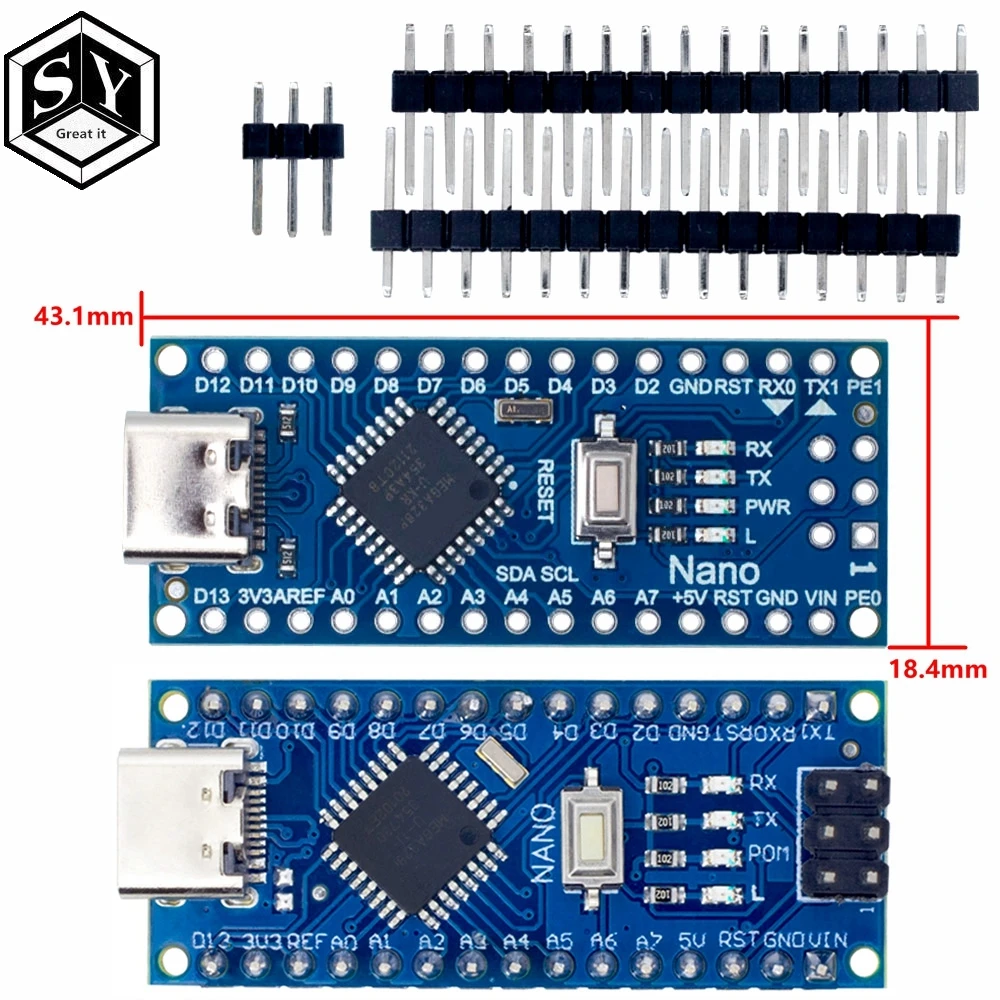 1 Шт. Акция Для arduino Nano 3,0 Atmega328 Совместимая плата контроллера TYPE-C Модуль Плата разработки печатных плат без кабеля USB C