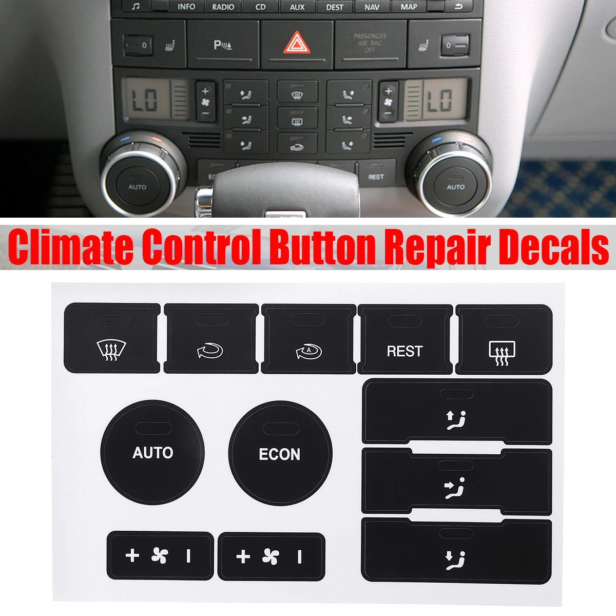 1 шт. Матовая черная кнопка климат-контроля, ремонтные наклейки Для Фольксваген Туарег 2004 2005 2006 2007 2008 2009