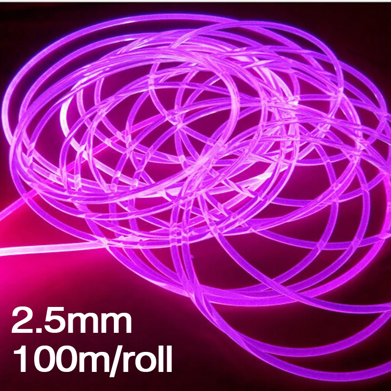 100 м/рулон 2,5 мм волоконно-оптический кабель с боковым свечением PMMA для оптоволоконного освещения Star Ceiling