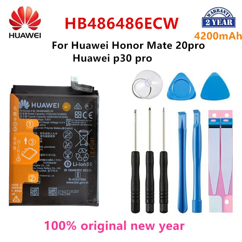 100% Оригинальный Аккумулятор для телефона Huawei HB486486ECW Емкостью 4200 мАч Для Huawei P30 Pro/Mate20 Pro, Сменные Батареи + Инструменты