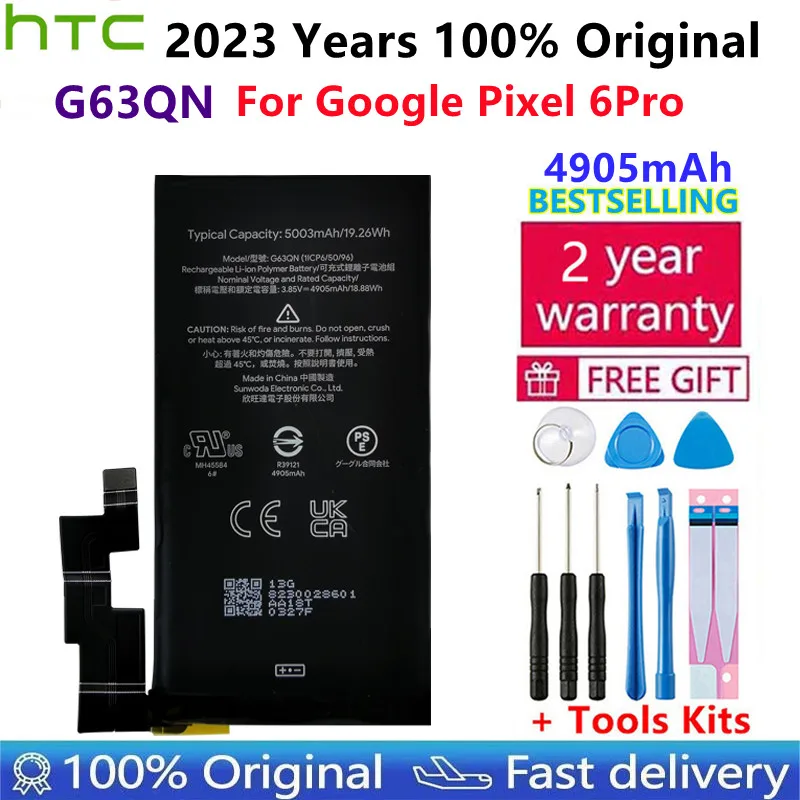 100% Оригинальный Высококачественный Аккумулятор для телефона G63QN 5003mAh Для HTC Google Pixel 6 Pro Pixel 6Pro Batteries Bateria Tools