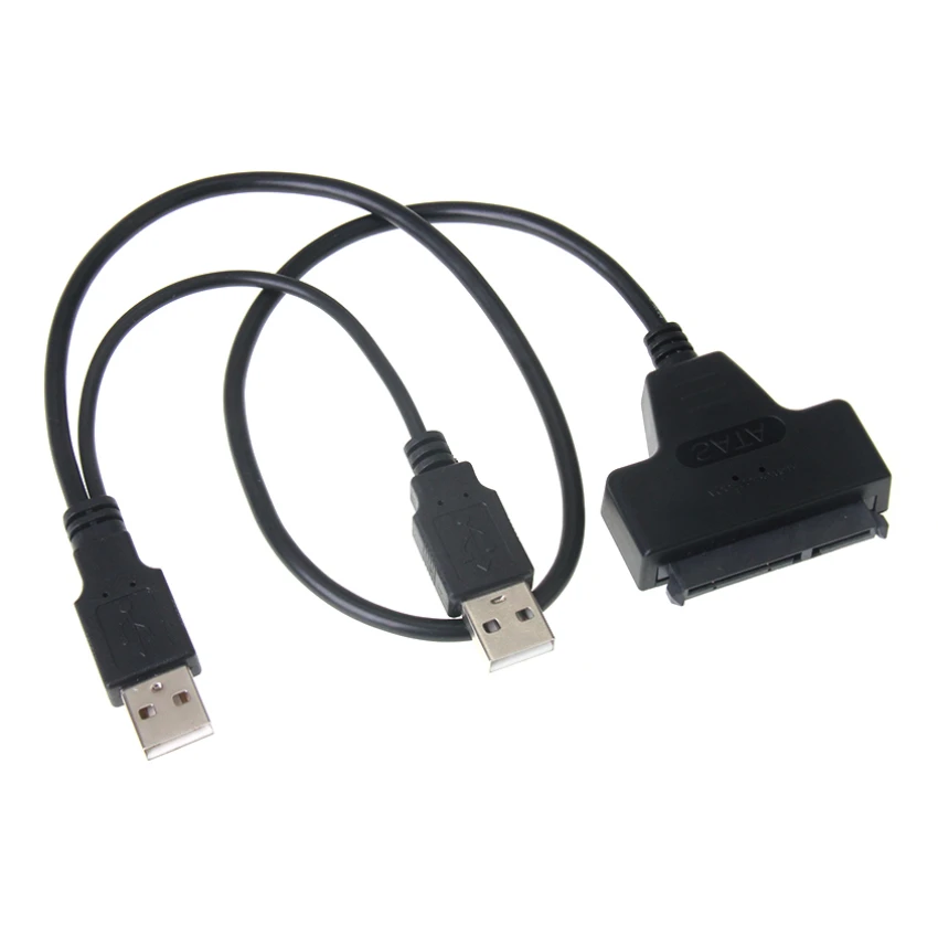 100 шт./лот, двойной кабель-адаптер USB 2.0 на SATA 7 + 15 Pin 22Pin для 2,5 