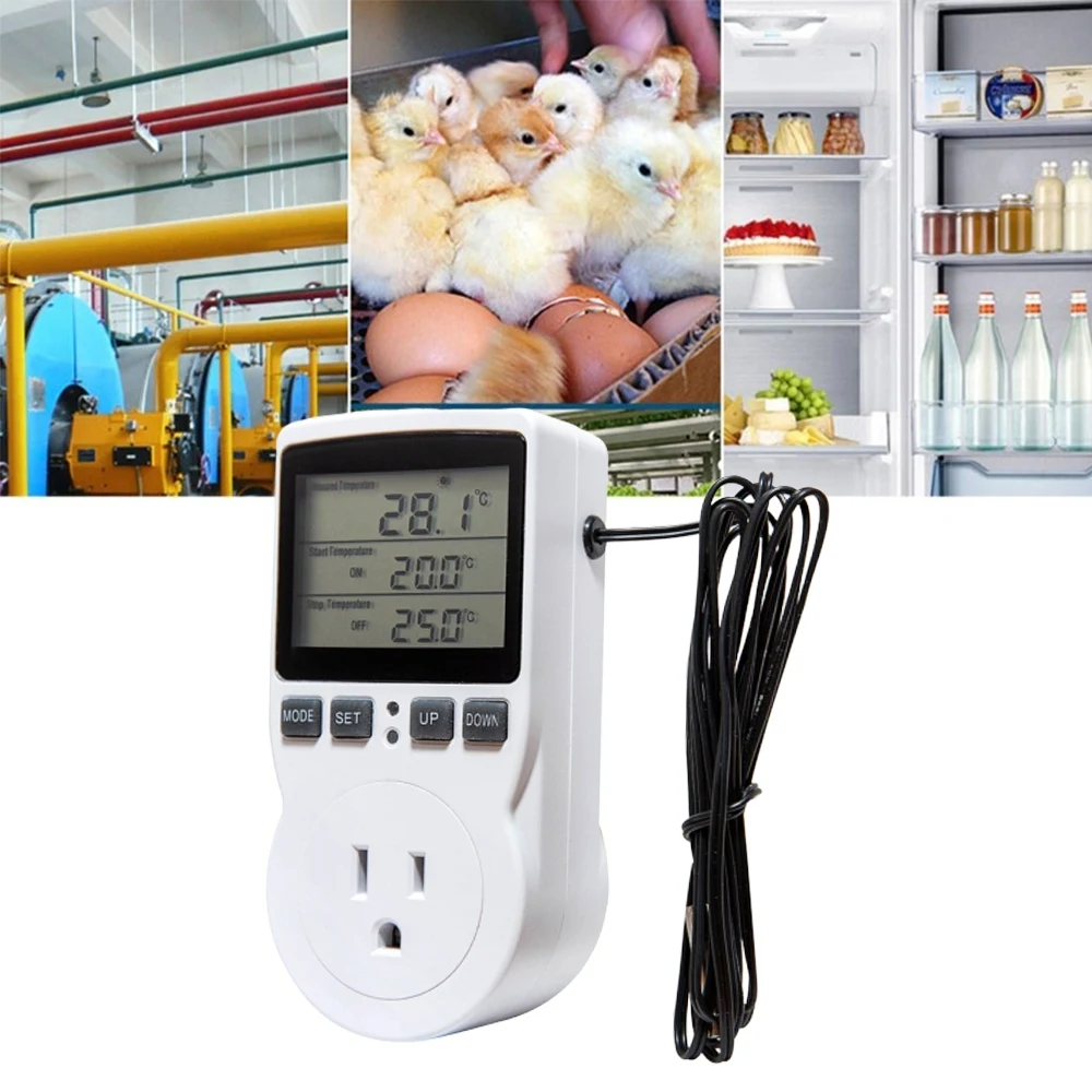 110-230 В Многофункциональный термостат, цифровой регулятор температуры, розетка с переключателем таймера, датчик нагрева и охлаждения