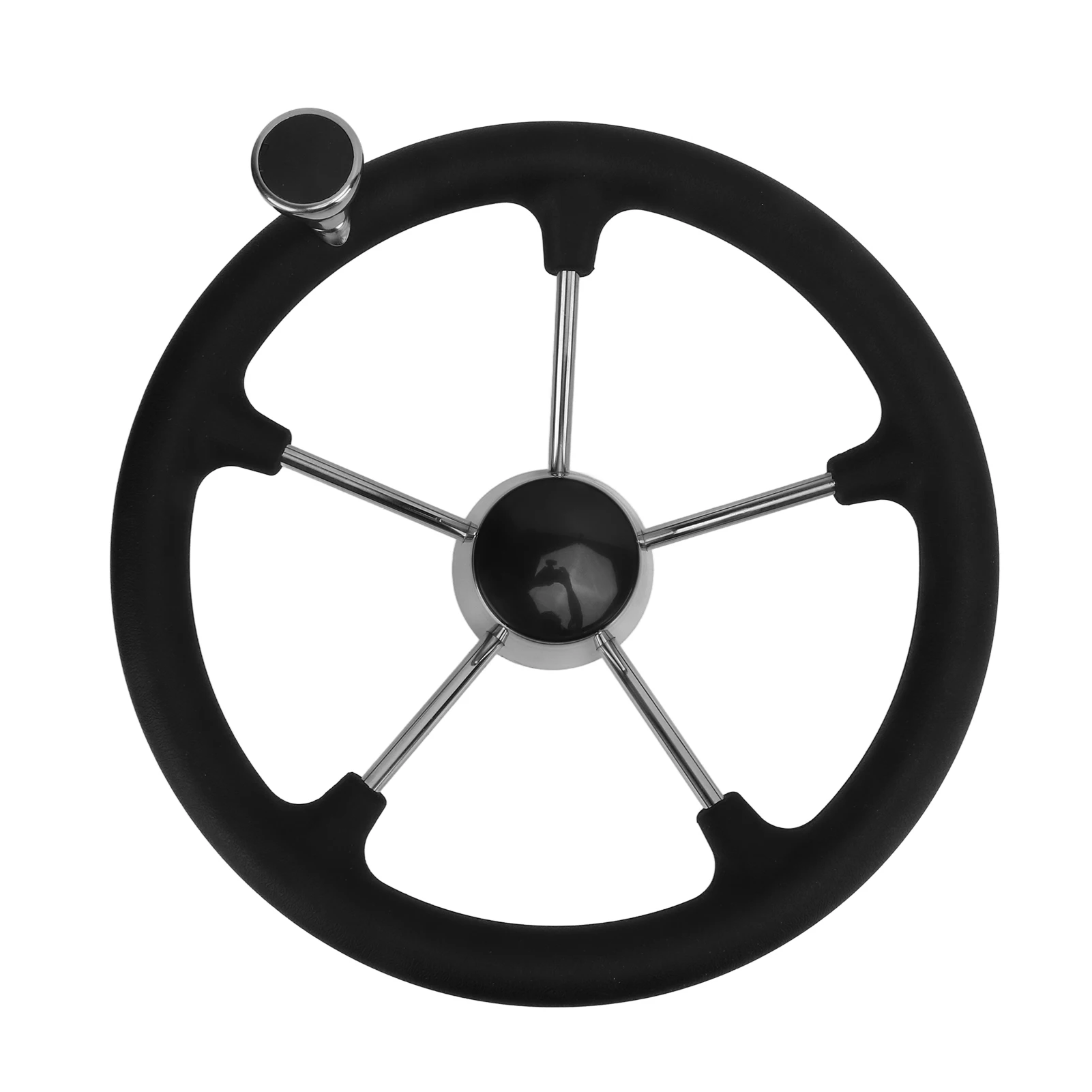 13,5-дюймовое рулевое колесо для лодки с 5 спицами, черная ручка из пенопласта, Рулевое колесо для лодки из нержавеющей стали для яхт морской пехоты