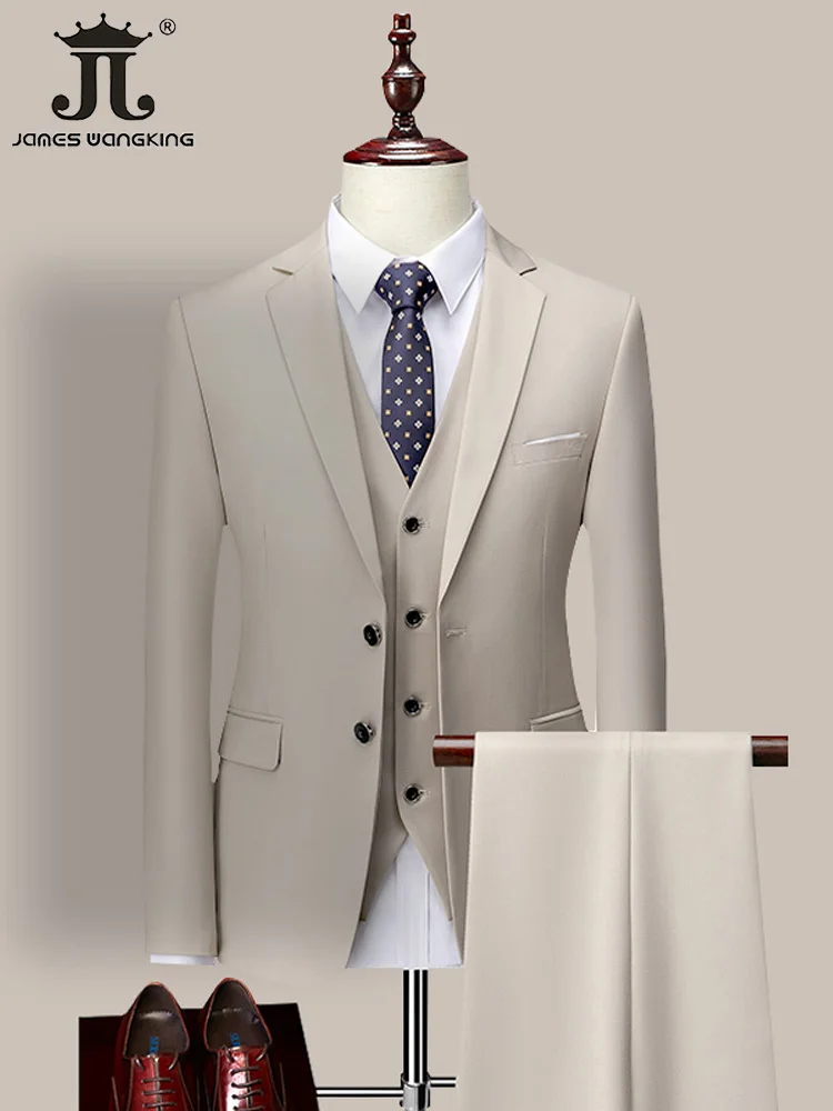 13 цветов 5XL (куртка + жилет + брюки) Бренд i-end, официальный деловой мужской костюм, Свадебное платье из трех предметов, однотонный костюм