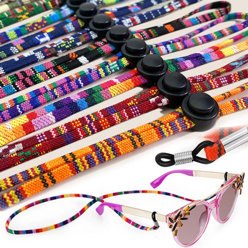 1шт Солнцезащитные очки в богемном стиле, ремешок для очков, Разноцветный хлопковый Шнур, Цепочка для очков, Держатель для шнура для чтения, Шейный шнур, Очки