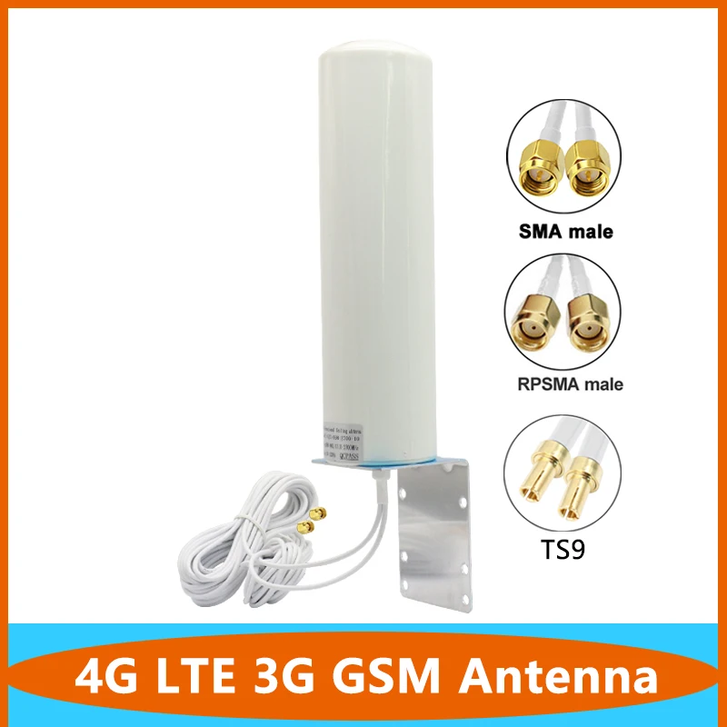 2 * 2шт Двойной кабель 4G LTE 3G GSM Omni WiFi Антенна 698 ~ 2700 МГц IP67 Наружная Водонепроницаемая Антенна С штекером TS9 SMA RPSMA