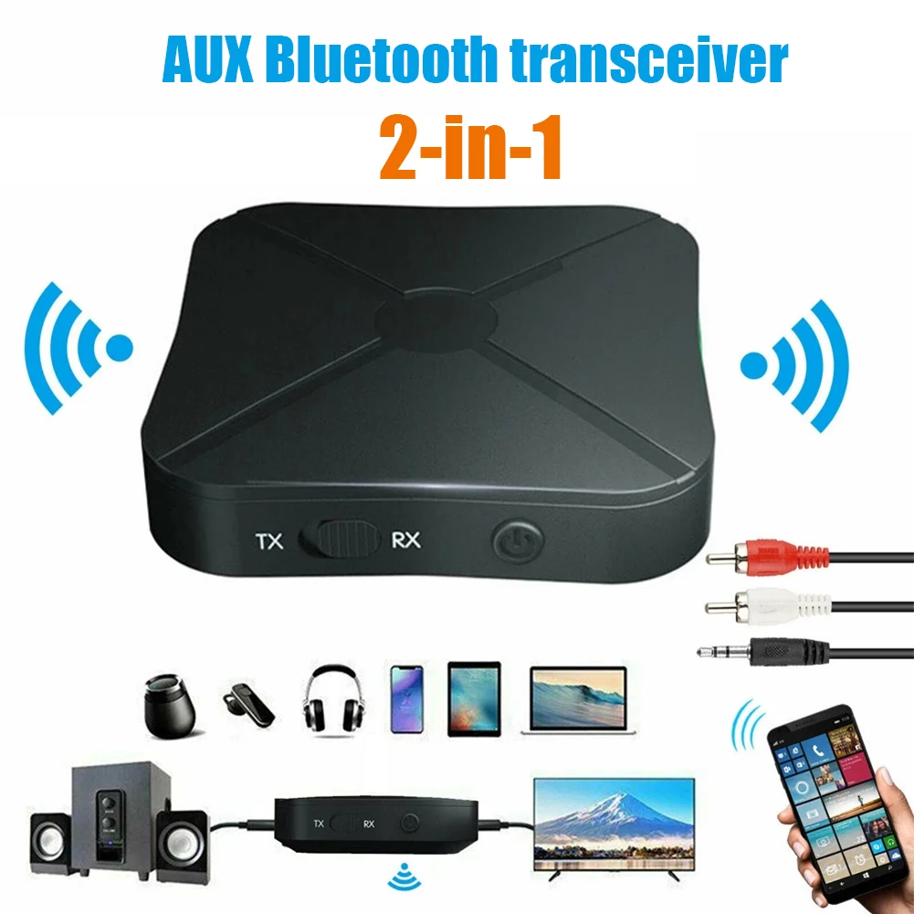 2 В 1 Настоящий стерео Bluetooth-совместимый Приемник-передатчик 5,0, Беспроводной адаптер Bluetooth, Аудио с 3,5 мм AUX Для телевизора, MP3, ПК