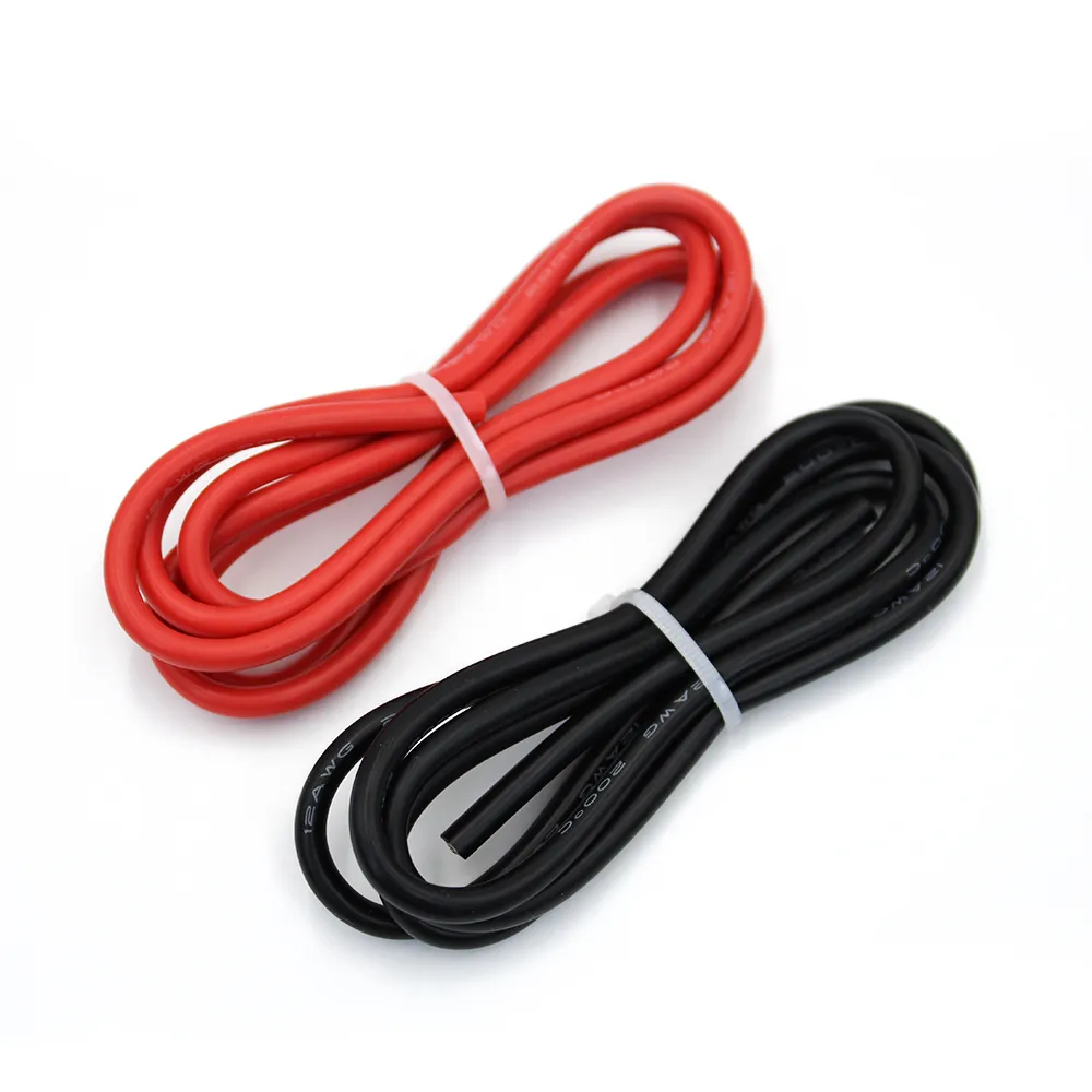 2-метровый силиконовый провод 12 14 16 18 20 22 24 26 28 30 AWG 1 М красного и 1 м черного цвета, высококачественный цветной кабель