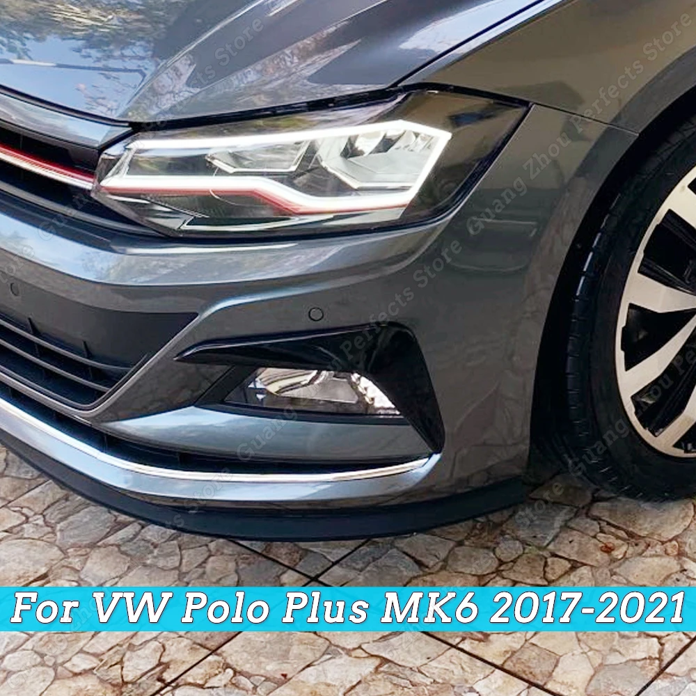 2 шт. Для VW Polo Plus MK6 2017-2021 Передний бампер, противотуманные фары, Брови, Спойлер, декоративная отделка, наклейка с ветровым Ножом, Тюнинг обвесов