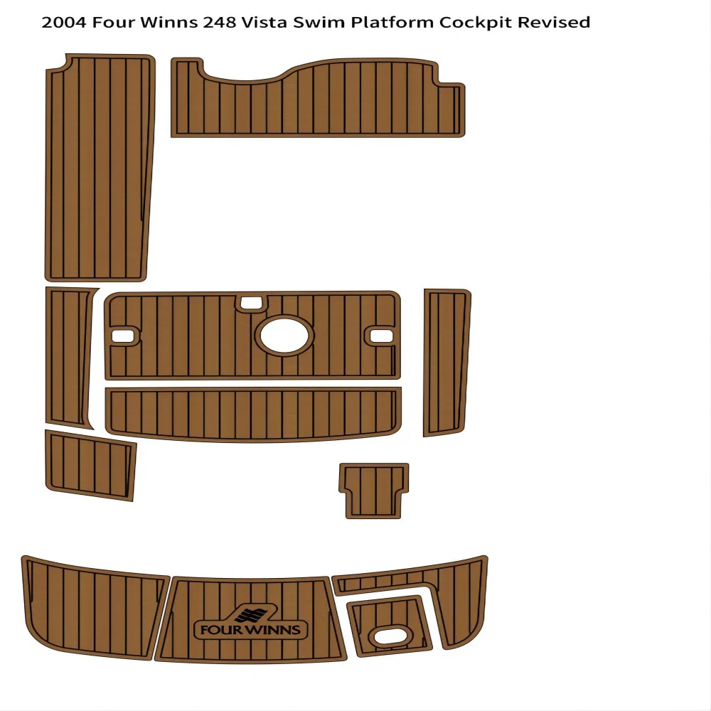 2004 Four Winns 248 Vista Платформа для плавания Кокпит Лодка Палуба из тикового дерева EVA Коврик для пола