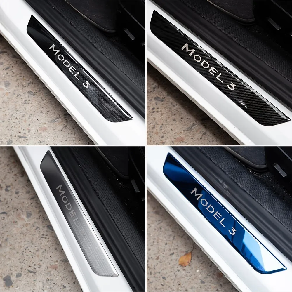 2023 Новая модель 3 Украшение Дверного порога Оберточная бумага для Tesla Модель 3 2022 Аксессуары Защитная прокладка для педалей Модель 3 Прямая доставка