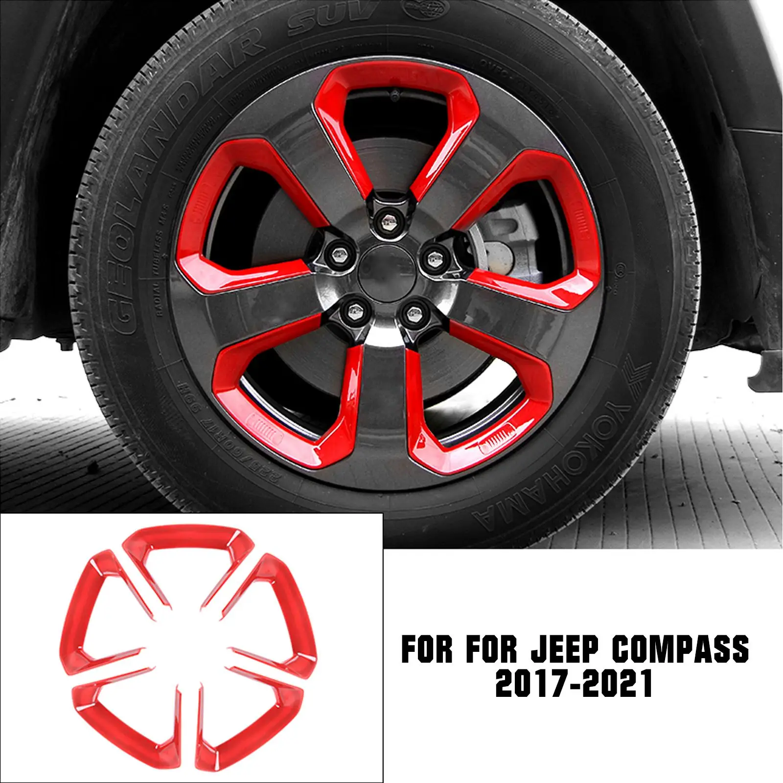 20шт ABS Красное кольцо ступицы колеса Наклейка Крышка Отделка Подходит для Jeep Compass 2017-2021