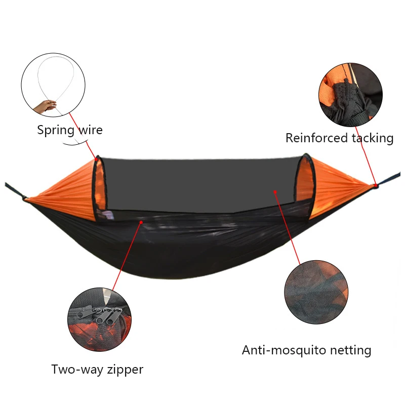 210 Т Нейлоновый противомоскитный гамак из парашютной ткани Для кемпинга на открытом воздухе с москитной сеткой Гамак Качели Палатка Спальный мешок Гамак