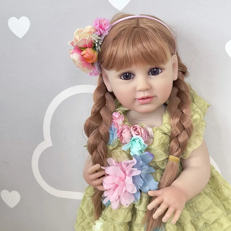 22-дюймовая силиконовая кукла для новорожденных, реалистичная роспись, мягкие на ощупь водонепроницаемые игрушки для девочки