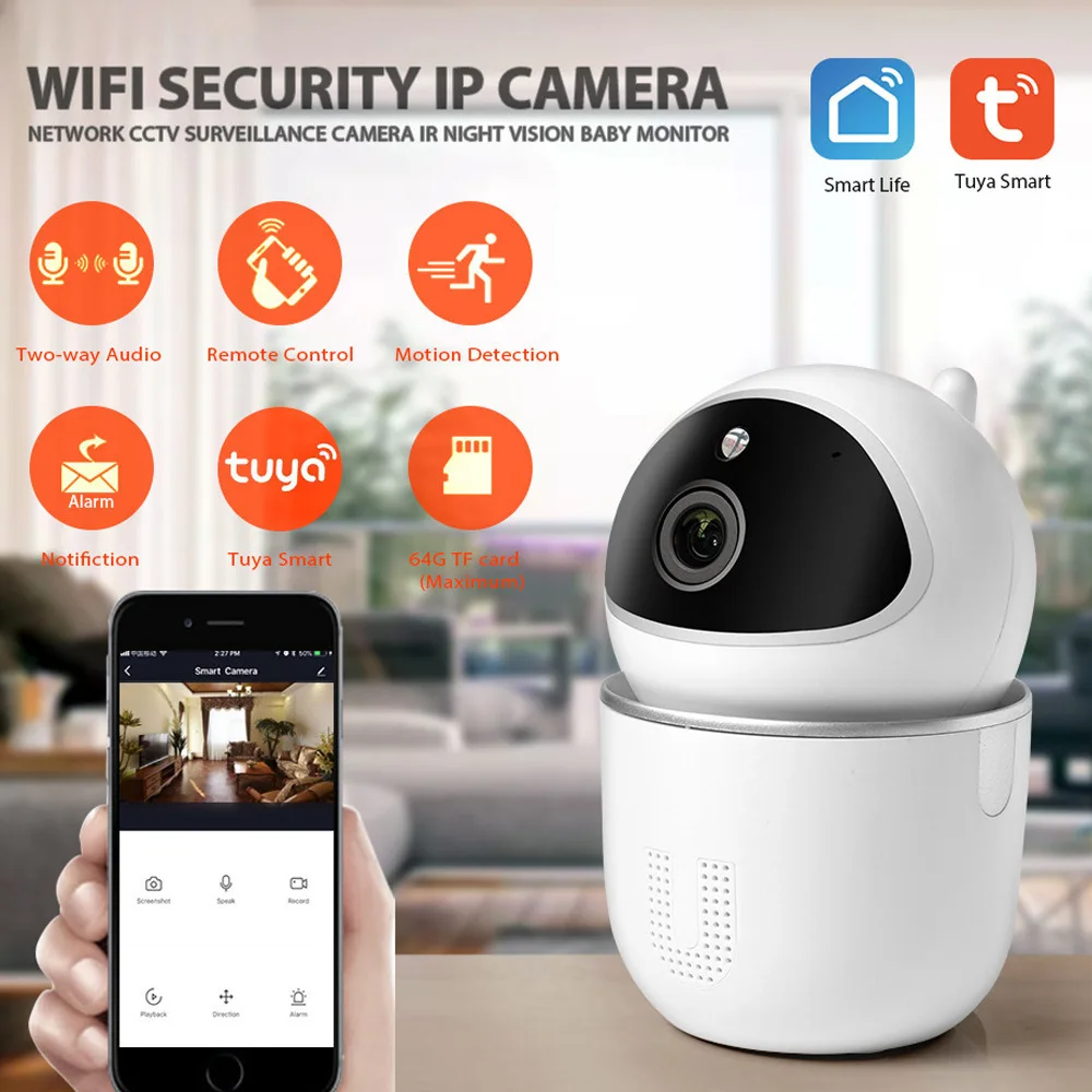 2MP 1080P Приложение Tuya Smart Life, Дистанционное управление, Беспроводная PTZ IP-купольная камера, Обнаружение гуманоидов с Искусственным Интеллектом, Домашняя безопасность, Видеонаблюдение, Радионяня