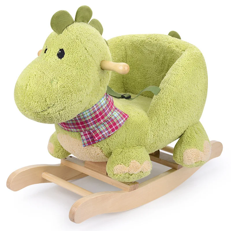 2в1 Детское кресло-качалка из цельного дерева, динозавр, лошадка-качалка, Безопасный Троян, подарок для малышей, подарок на День рождения с колесиками