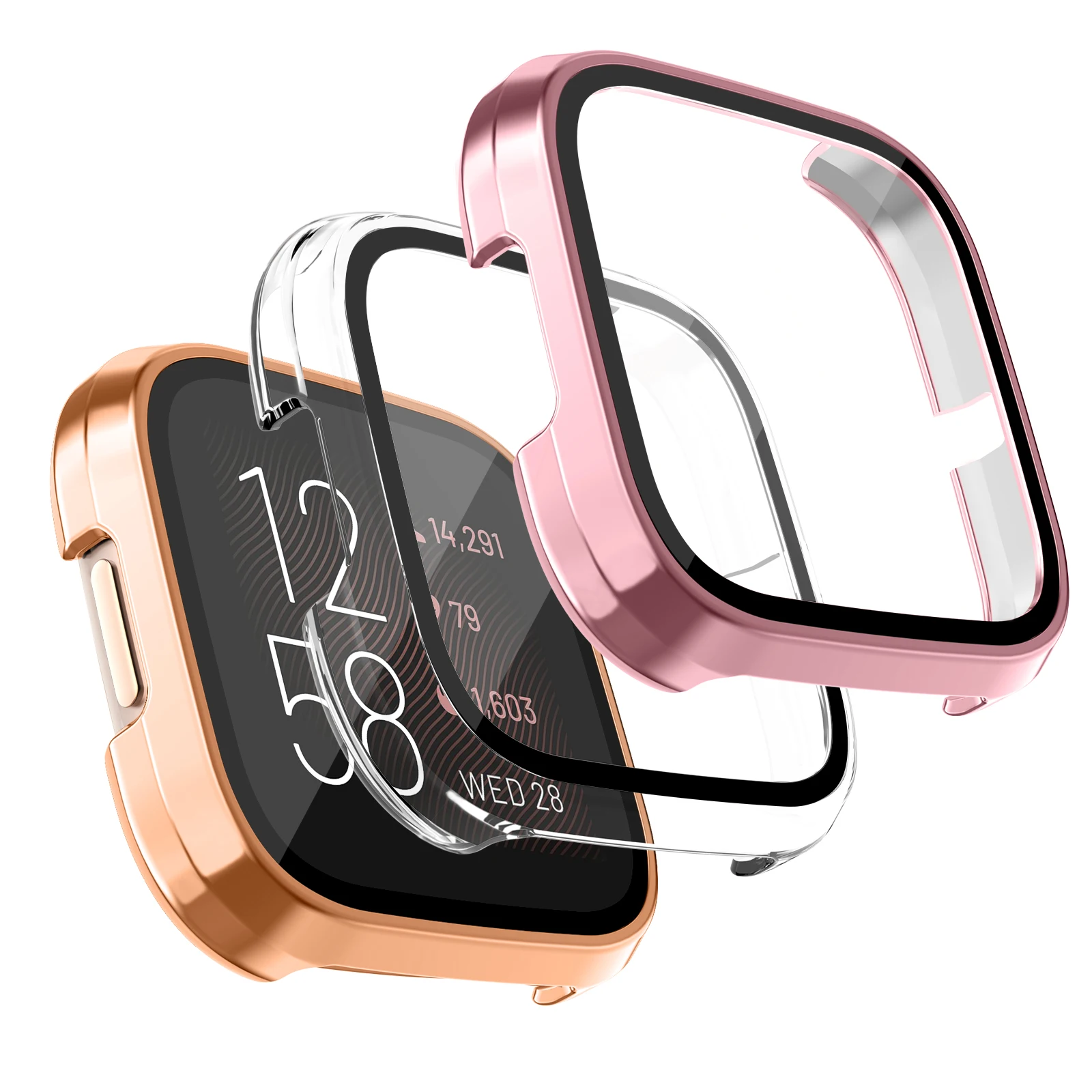 3 шт./1шт Полное Покрытие HD Glass Case Для Fitbit Versa 2 Чехол с Жестким Покрытием из ПК Защитная Оболочка для экрана Fitbit Versa 2 Glass Case