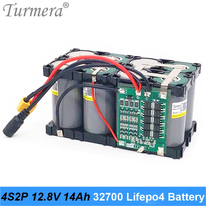 32700 Аккумуляторная батарея Lifepo4 4S2P 12,8 V 14Ah с балансной системой BMS 4S 40A для Электрической лодки и источника бесперебойного питания 12V Turmera