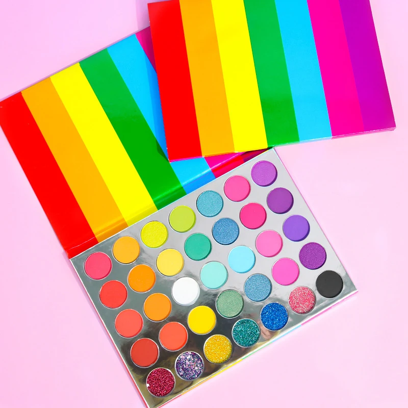 35 Цветов Блестящих теней для век Rainbow Cute Makeup Косметика Водонепроницаемый набор теней для век Private Label Пудра для век На заказ