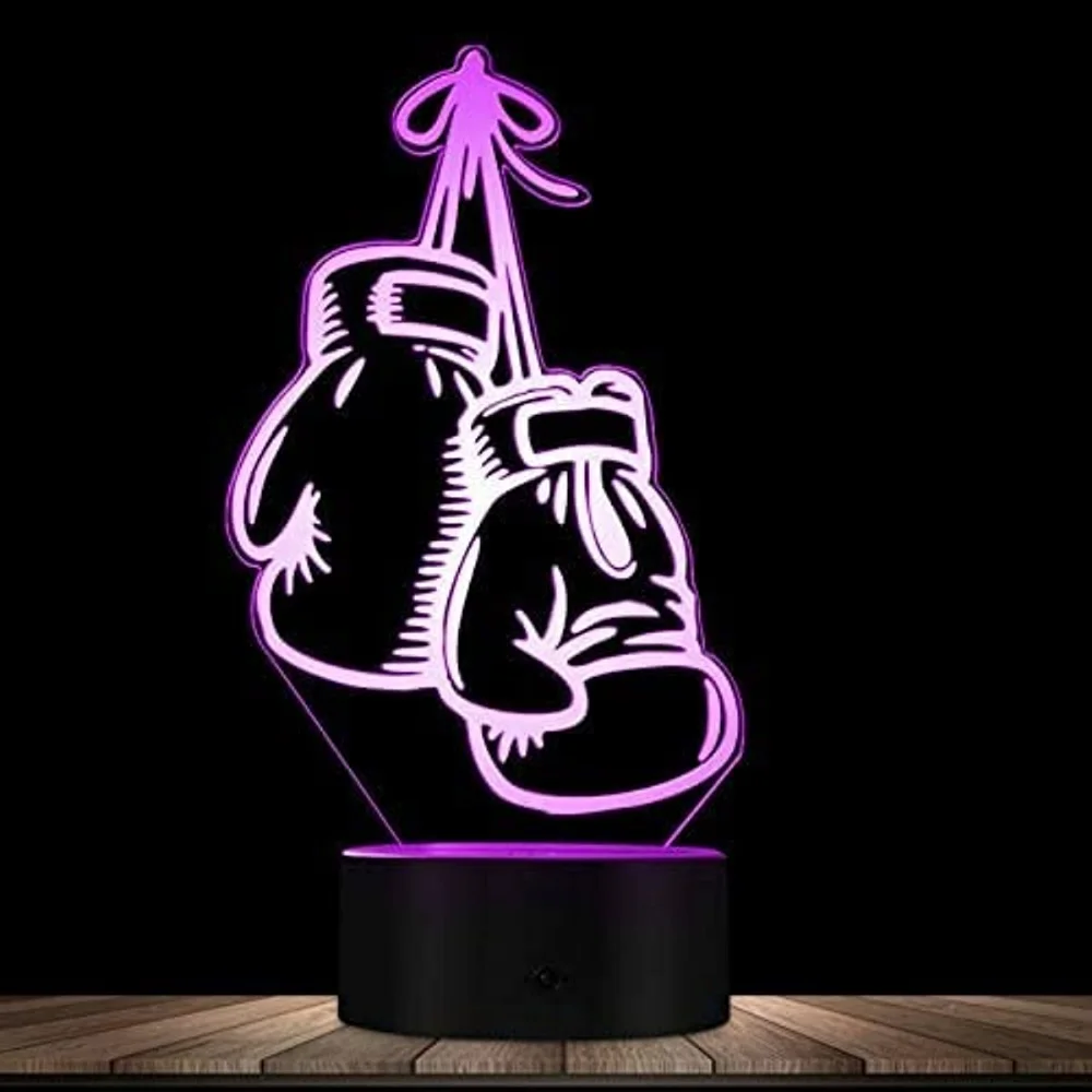 3D Боксерская Перчатка светодиодный Ночник Оптическая Иллюзия Лампа USB Кабель 7 Цветов Декоративный Прикроватный столик для спальни Подарок на День рождения