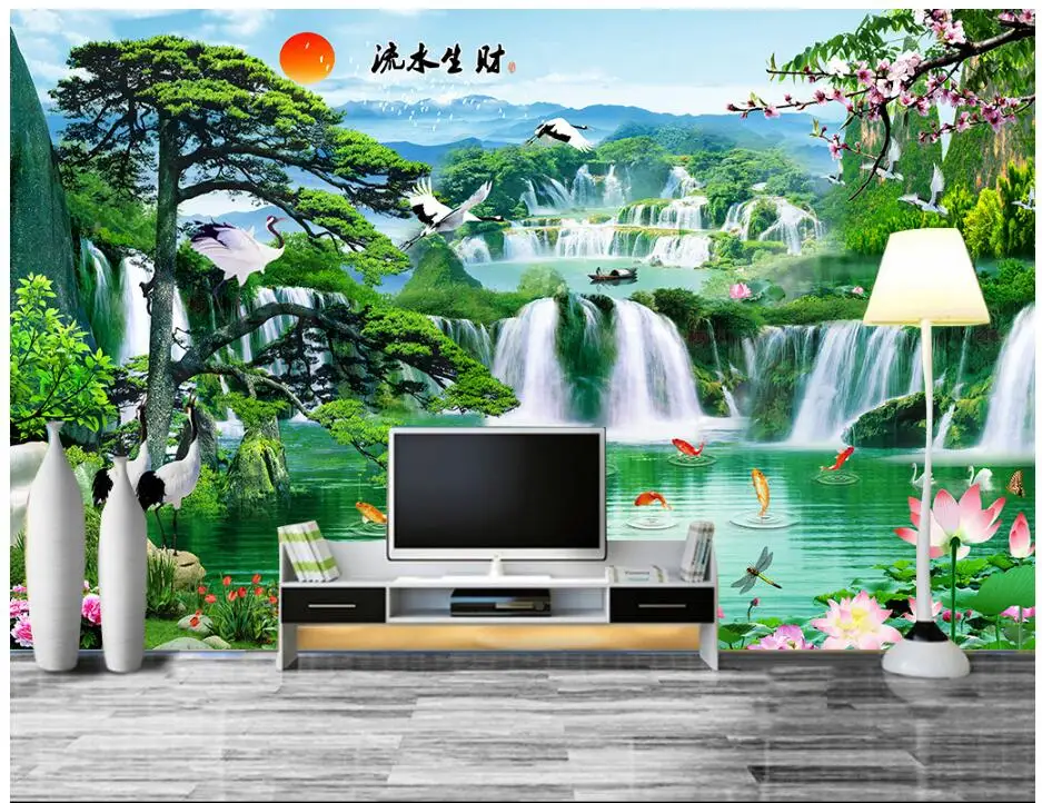 3d обои на заказ фреска из нетканого материала фото водопад пейзаж ТВ фон живопись 3 d настенные фрески wallpaer для гостиной