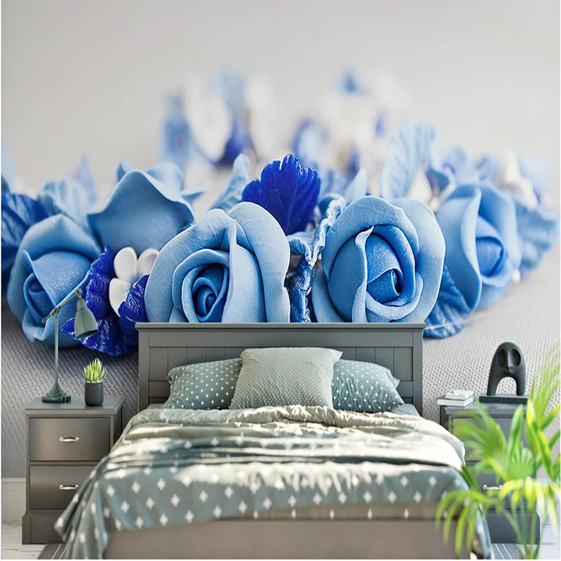 3D обои, обои для домашнего декора, HD Голубые розы, красивые минималистичные современные скандинавские обои для телевизора, диван, обои для спальни