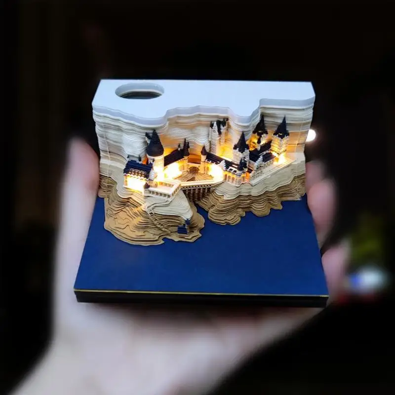 3D Художественный Строительный Блок Со Светодиодной Подсветкой Кукольный Дом Миниатюрный DIY Замок Бумажные Заметки Наклейки Игрушки для Детей Рождественские Подарки