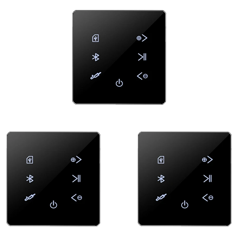 3X Bluetooth Усилитель в стене USB SD карта Музыкальная панель Умный дом Фоновая аудиосистема Стерео Ресторан отеля (черный)
