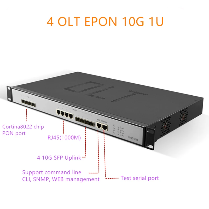 4 порта EPON OLT 4 порта E04 1U EPON OLT 1.25G восходящий канал 10G 4 порта для тройного воспроизведения olt epon 4 порта pon 1.25G SFP-порт PX20 + PX20++ PX20+++