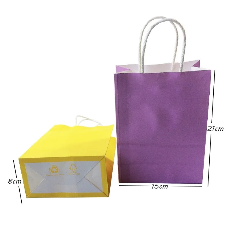 40ШТ крафт-бумажный пакет с ручкой 21x15x8 см Хозяйственная сумка Модный подарочный бумажный пакет Оптом