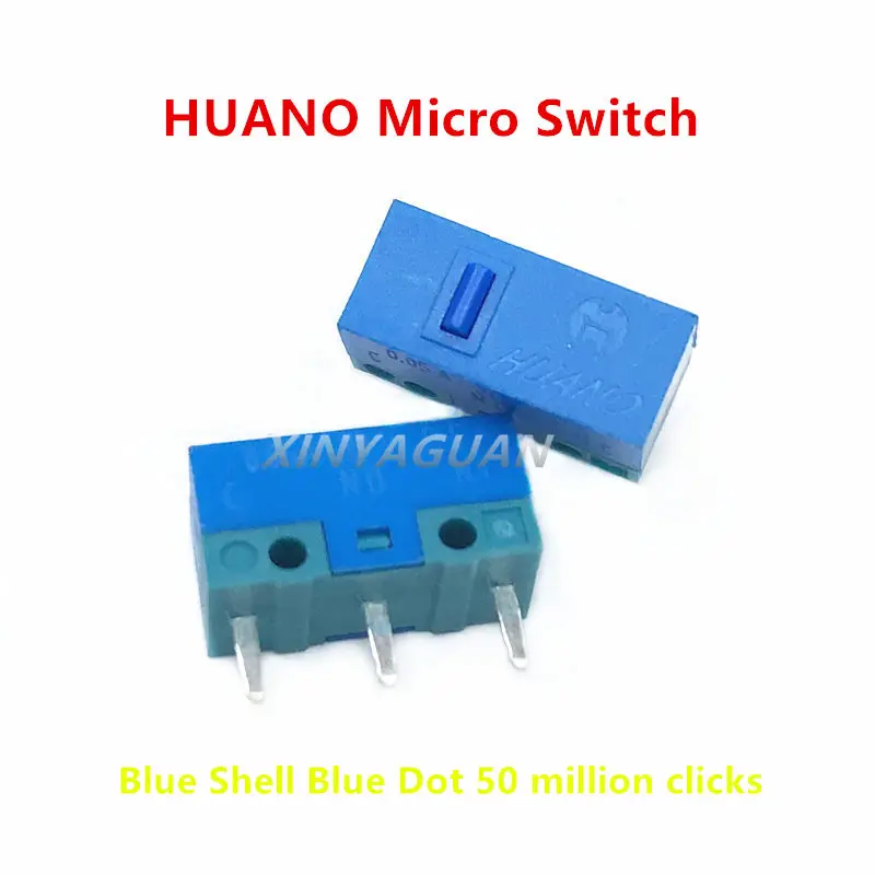 50 шт./лот Новый Оригинальный микропереключатель мыши HUANO blue shell blue point 50 миллионов раз 0.78N компьютерная мышь 3 контакта кнопочный переключатель