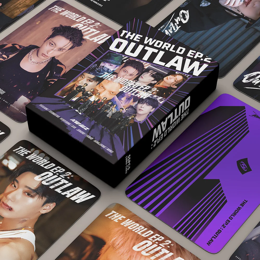 55 шт./компл. Kpop ATEEZ Новый альбом THE WORLD EP.2 Открытки OUTLAW Lomo с HD печатью, фотокарточки, Коллекция подарков для поклонников Kawaii Idol