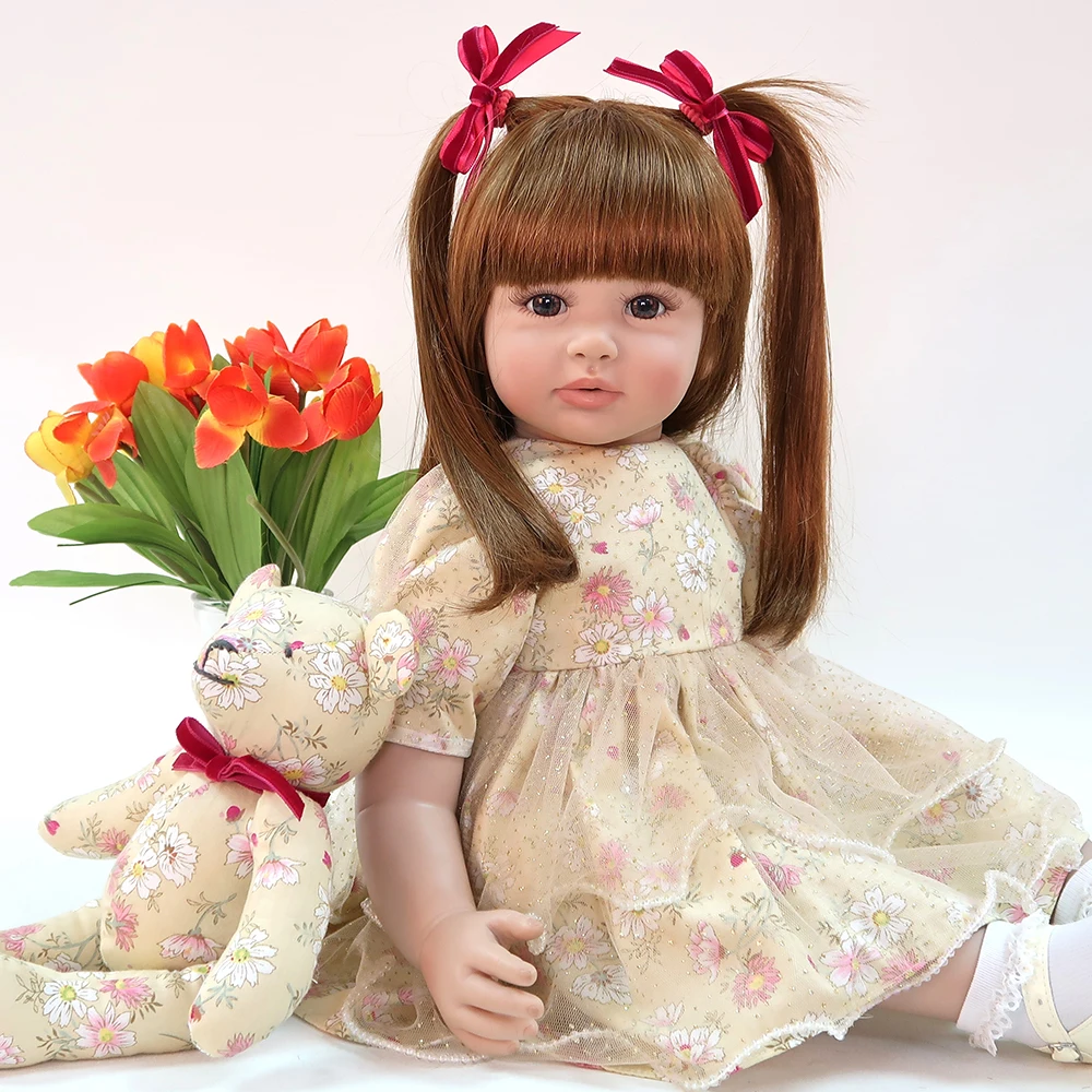 58 см Реалистичная кукла-Реборн, игрушки для девочек, Спящая игровая кукла, Реалистичная новорожденная кукла-принцесса с длинными волосами, игрушка для малышей Bebe