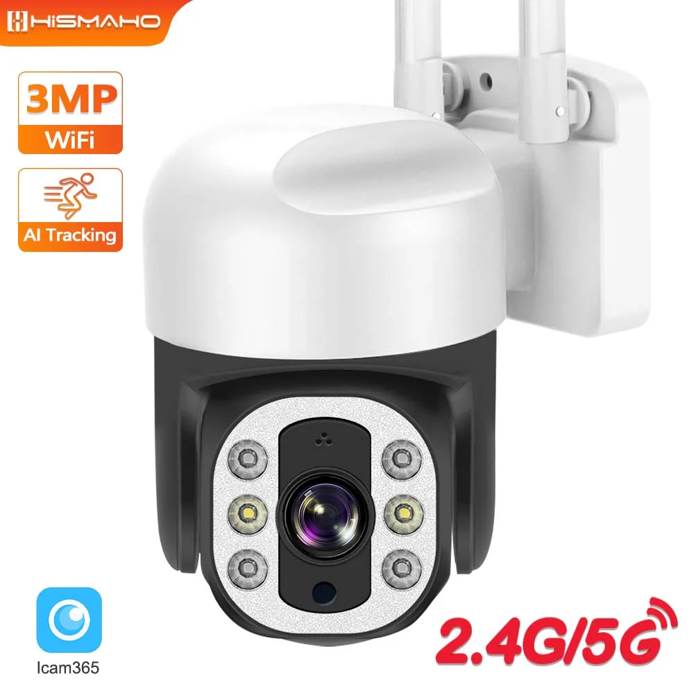 5G IP-камера WiFi 3MP Наружная Защита Безопасности Mini Cam 1080P CCTV Видеонаблюдение Автоматическое Отслеживание Цветного ночного Видения ICam365