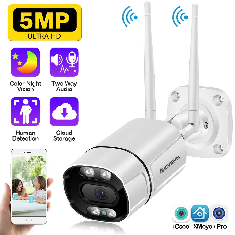 5MP 3MP IP-камера с двойным освещением, Наружная WiFi Камера домашней безопасности, Беспроводная Пуля видеонаблюдения, Водонепроницаемое видео HD Camara XMEye