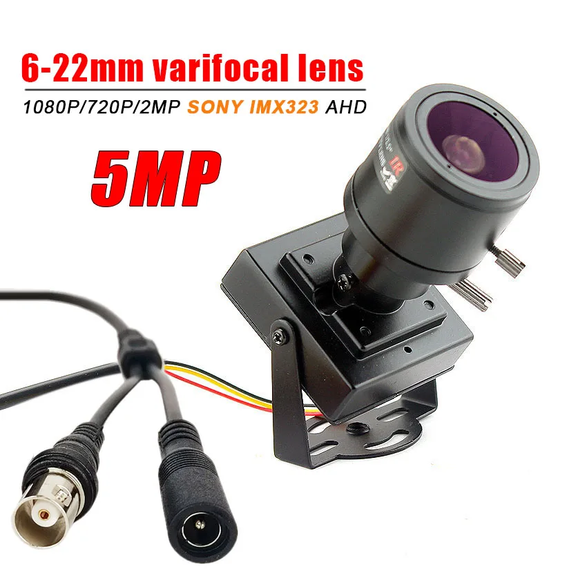 6-22 мм Объектив с переменным фокусным расстоянием 5MP Мини AHD Камера HD 1080P 2MP CMOS IMX323 1.0MP Сенсор Ahd Micro Камера Видеонаблюдения