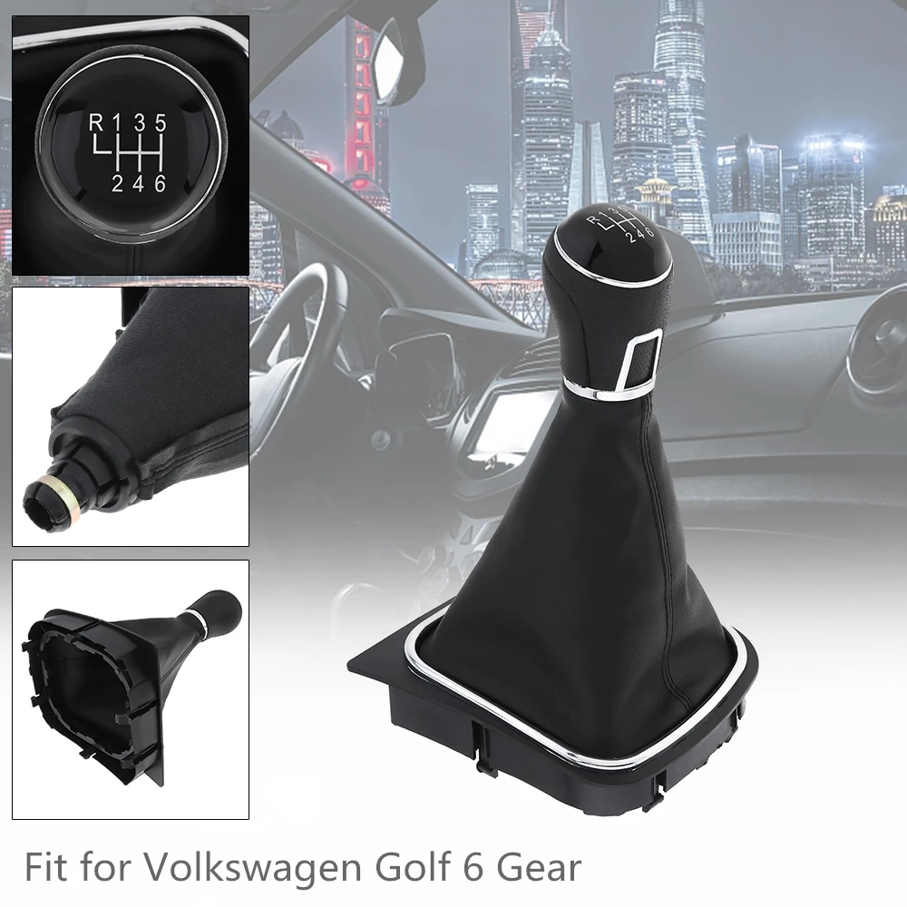 6-ступенчатая Кожаная ручка ручного переключения передач для автомобиля, автомобильные аксессуары с пылезащитным чехлом для модели Volkswagen-VW-Golf 5 6/6 Передач