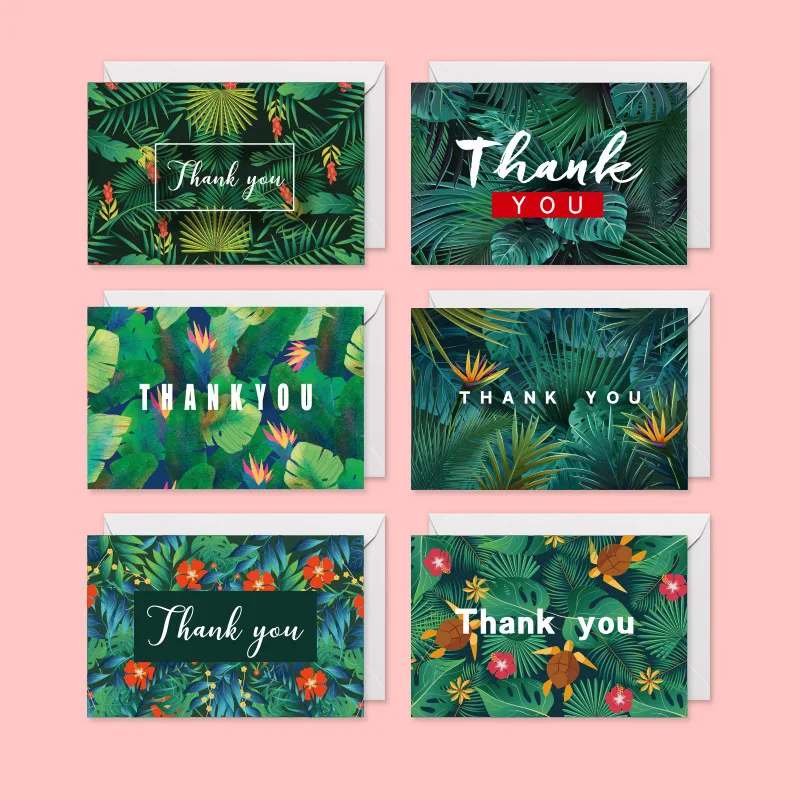 6 Упаковок Благодарственных открыток с Конвертами 15x10 см, Поздравительная Открытка с рисунком тропических растений для Свадебного Бизнеса Baby Shower