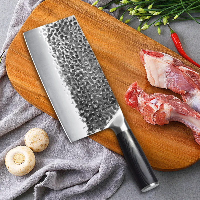 8-Дюймовый Кованый нож шеф-повара ручной работы для разделки мяса, костей, овощей, Кухонный нож 5CR15 из Высокоуглеродистой нержавеющей стали