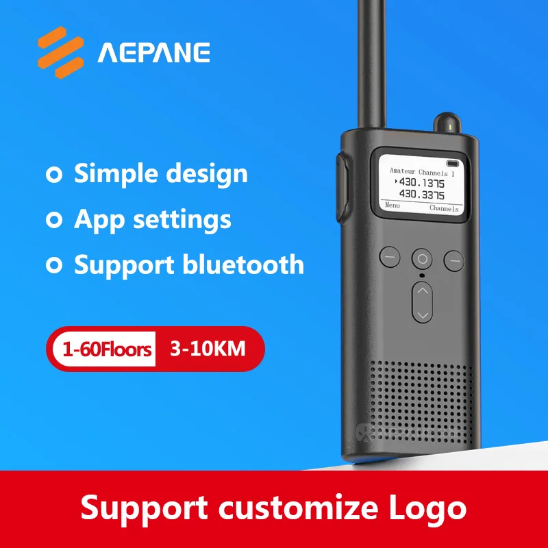 AEPANE A218 двухканальное прослушивание 100ch FM uhf радио 15 км поддержка настройки приложения Bluetooth армейские рации для xiaomi pmr