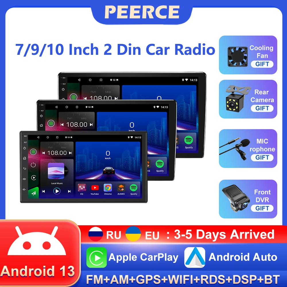 Android 13 Автомобильный Радиоприемник Авторадио 32G 2 Din 7 