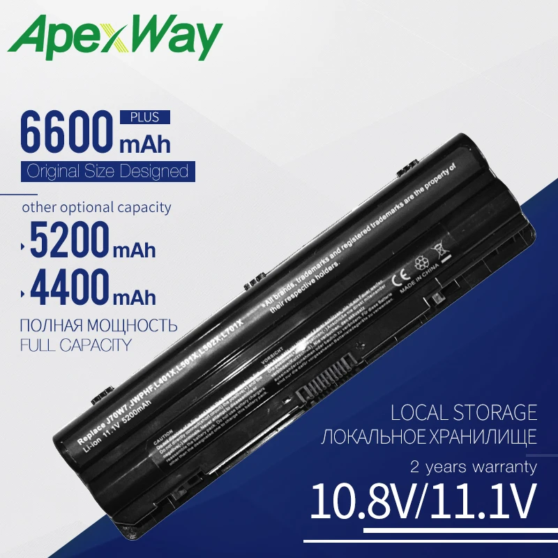 Apexway 6 Ячеек J70W7 R795X WHXY3 Аккумулятор для ноутбука Dell XPS 14 15 17 L501X L502X L701X L521X L702X 312-1123 312-1127