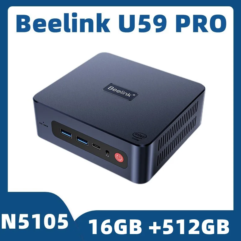 Beelink U59 Pro Мини ПК N5105 DDR4 16GB 512GB BT4.0 USB3.0 M.2 SATA SSD Двойной Wifi6 1000M LAN Win 10/11/Настольный Компьютер Ubuntu