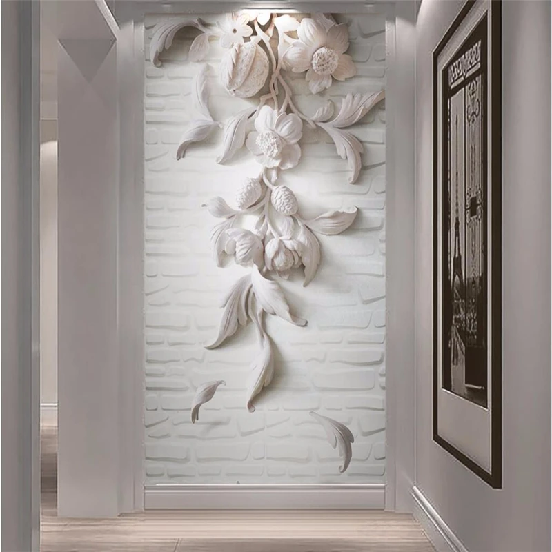 beibehang обои 3d напольное покрытие художественная роспись белые цветы Домашний декор Современные обои для стен 3 d Для гостиной papel parede
