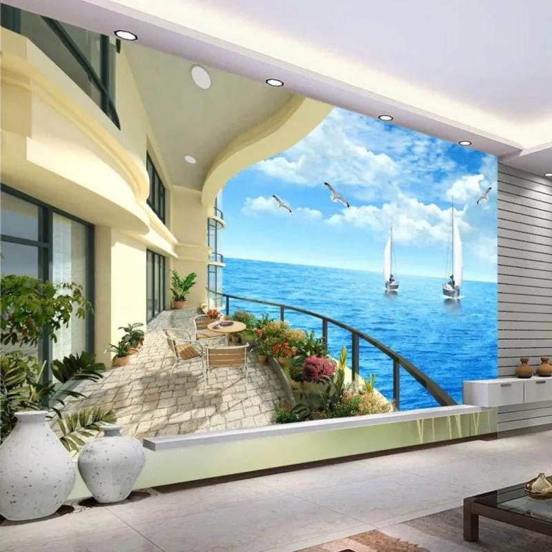 Beibehang Обои на заказ домашний декор отель с видом на море пляж кокосовая пальма ТВ фон гостиная спальня настенная роспись 3D обои