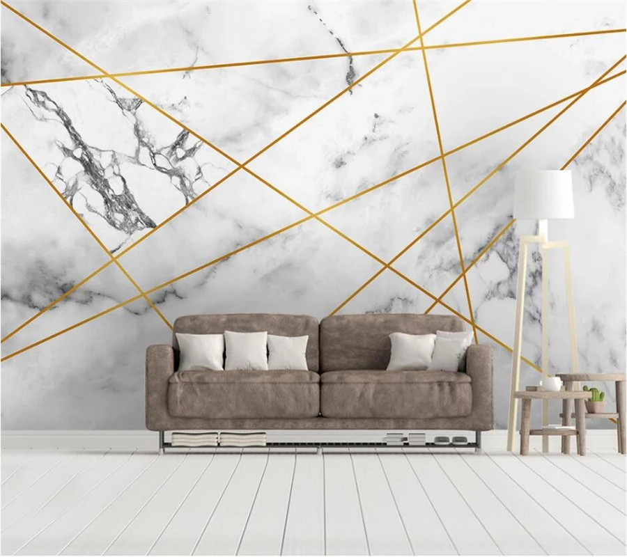 beibehang Пользовательские обои 3d большая фреска современная минималистичная геометрия мраморная золотая линия ТВ фон стены гостиной фотообои